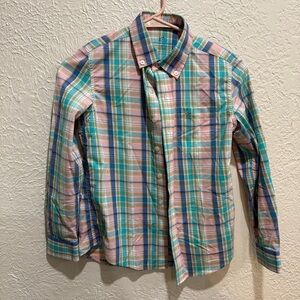 New without Tags Southern Tide Long Sleeve Button Up blue pink medium 8-10